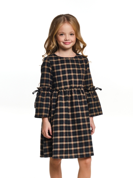 Платье для девочек Mini Maxi, модель 6837, цвет темно-зеленый/клетка - Платья для девочек с длинным рукавом