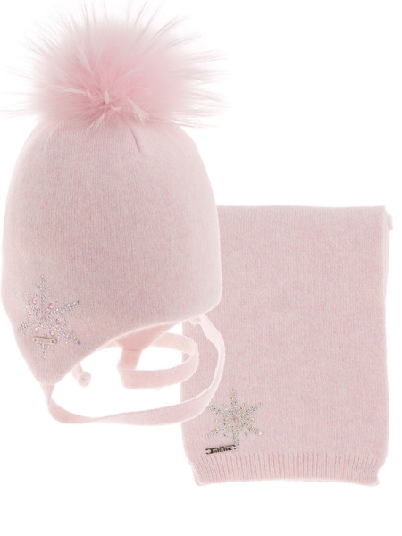 Комплект для девочки Ажур комплект, Миалт грязно-розовый, зима - Комплекты: шапка и шарф
