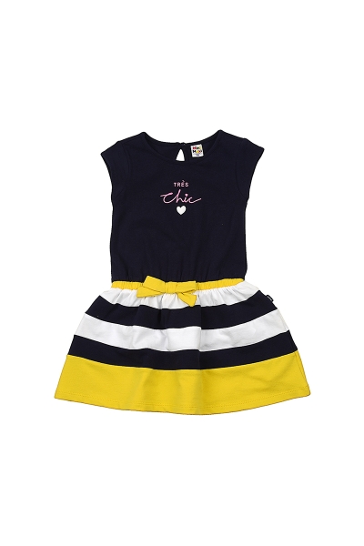 Платье для девочек Mini Maxi, модель 3152, цвет синий/желтый - Платья для девочек с коротким рукавом