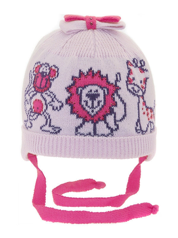 Шапка для девочки Zoo, Миалт бледно-розовый/розовый/неон - Шапочки на завязках