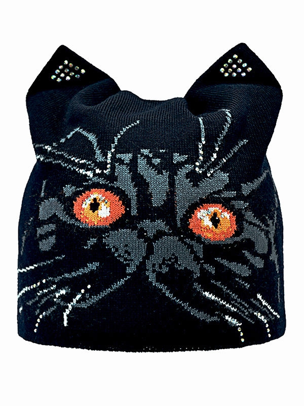 Шапка для девочки Котэ, Миалт темно-синий/оранжевый, весна-осень - Для девочек весна-осень