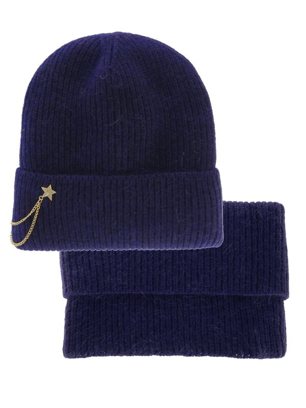 Комплект для девочки Экстра, Миалт темно-синий, зима - Комплекты: шапка и шарф
