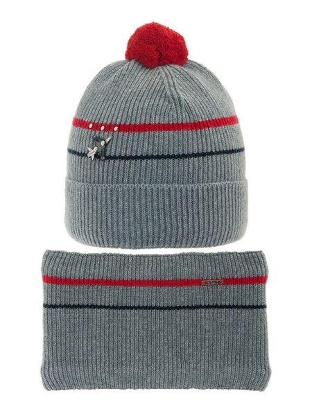 Комплект для мальчика Небосвод комплект, Миалт серый, зима - Комплекты: шапка и шарф