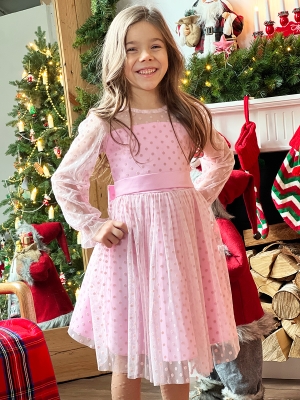 Платье для девочки нарядное БУШОН ST58, отделка фатин, цвет розовый