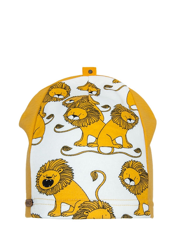 Шапка для мальчика Царь зверей, Миалт горчица/белый, лето SLMM3 - Летние шапочки