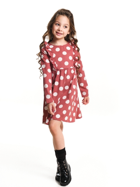 Платье для девочек Mini Maxi, модель 7155, цвет розовый/мультиколор - Платья для девочек с длинным рукавом