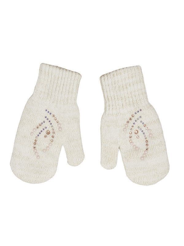 Варежки для девочки Романтика, Миалт белый/золото, зима - Варежки