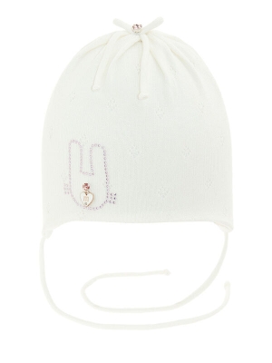 Шапка для девочки Зайчишка, Миалт белый, весна-осень