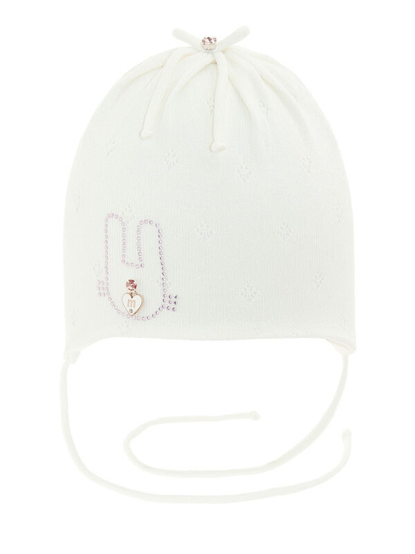 Шапка для девочки Зайчишка, Миалт белый, весна-осень - Для девочек весна-осень
