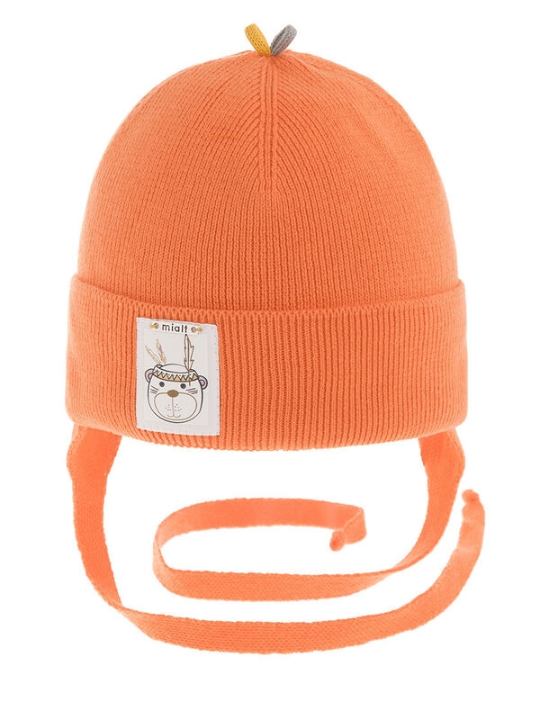 Шапка для мальчика Индеец, Миалт оранжевый, весна-осень - Шапки весна-осень