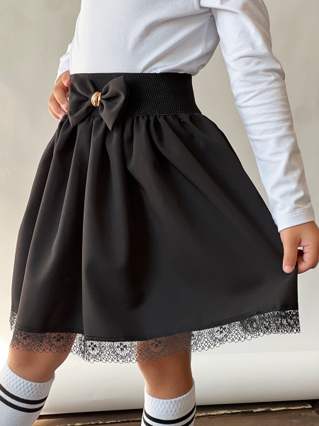 Юбка для девочек школьная БУШОН, модель SK90, цвет черный - Юбки для девочек