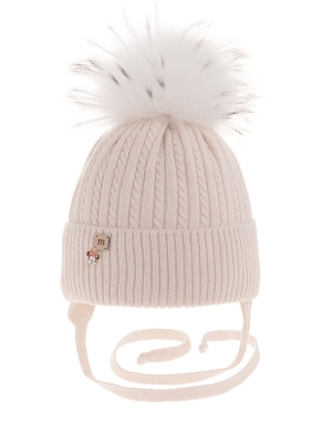 Шапка для девочки Рулетик, Миалт светло-бежевый, зима