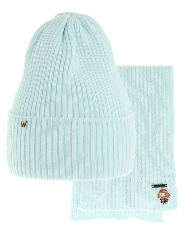 Комплект для девочки Мистика, Миалт бледно-ментоловый, весна-осень - Комплект: шапочки и шарф