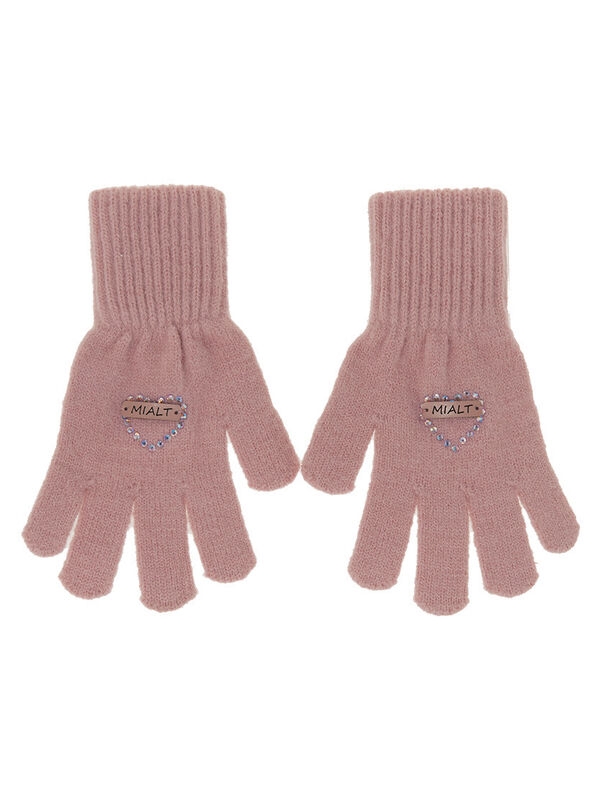 Перчатки для девочки Арика, Миалт темно-пудровый, весна-осень - Перчатки