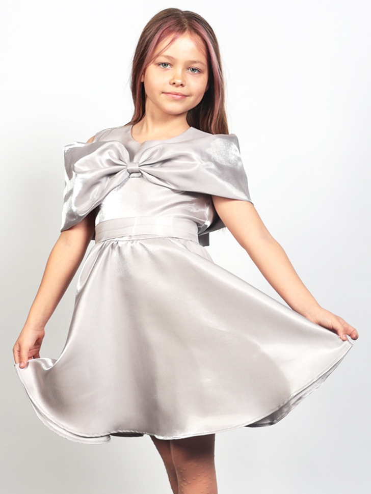 Платье для девочки нарядное БУШОН ST310, цвет серый жемчуг - Платья коктельные / вечерние