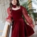 Платье велюровое нарядное БУШОН ST632, цвет бордовый choker