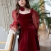 Платье велюровое нарядное БУШОН ST632, цвет бордовый choker