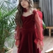Платье велюровое нарядное БУШОН ST632, цвет бордовый choker
