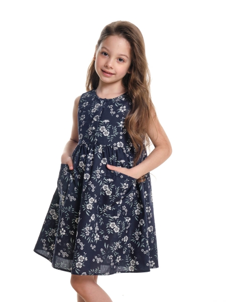 Платье для девочек Mini Maxi, модель 7550, цвет мультиколор/синий - Платья для девочек с коротким рукавом