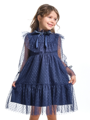Платье для девочек Mini Maxi, модель 7360, цвет синий/мультиколор