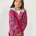 Рубашка для девочки с капюшоном байка БУШОН, цвет фуксия клетка