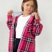 Рубашка для девочки с капюшоном байка БУШОН, цвет фуксия клетка