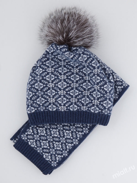 Комплект для девочки Валдай, Миалт синий, зима - Комплекты: шапка и шарф