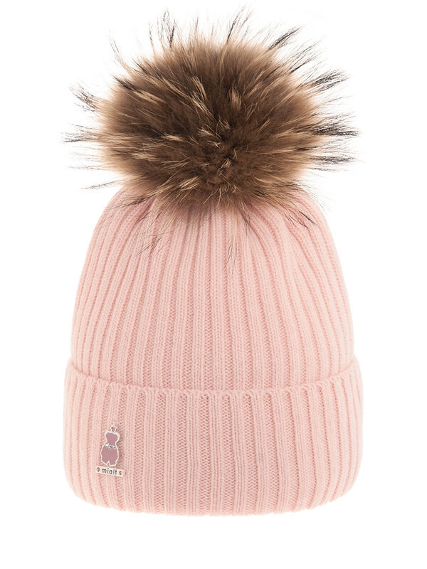Шапка для девочки Медовик, Миалт светло-розовый, зима - Шапки с меховым помпоном