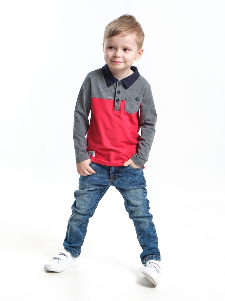 Джемпер для мальчиков Mini Maxi, модель 3777, цвет графит/бордовый - Поло / джемпер длинный рукав