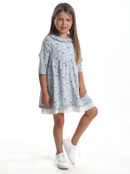 Платье для девочек Mini Maxi, модель 7779, цвет голубой/мультиколор - Платья для девочек с рукавом 3/4