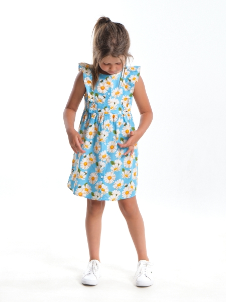 Платье для девочек Mini Maxi, модель 7694, цвет голубой/мультиколор - Платья для девочек с коротким рукавом