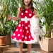 Платье для девочки нарядное БУШОН ST20, стиляги цвет малиновый, белый пояс, принт белый горох