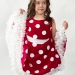 Платье для девочки нарядное БУШОН ST20, стиляги цвет малиновый, белый пояс, принт белый горох