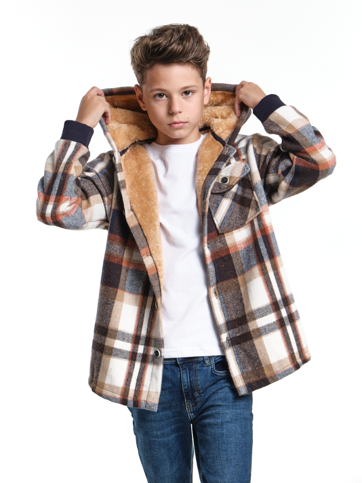 Толстовка для мальчиков Mini Maxi, модель 7986, цвет темно-синий/оранжевый/клетка - Толстовки для мальчиков