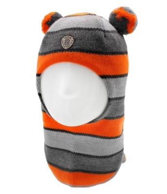 Шапка-шлем зима, скб оранжевый+св.серый+серый