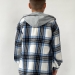Рубашка для мальчика байковая с капюшоном БУШОН, цвет синий/серый/белый клетка