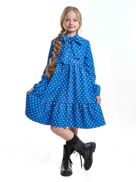 Платье для девочек Mini Maxi, модель 7014, цвет голубой/мультиколор - Платья для девочек с длинным рукавом