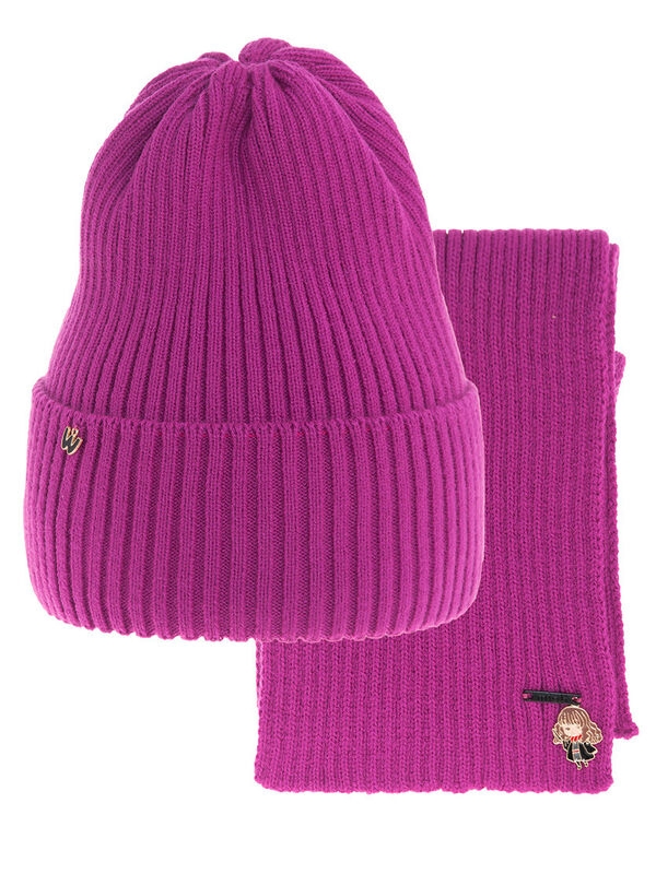 Комплект для девочки Мистика, Миалт светлая/фиалка, весна-осень - Комплект: шапочки и шарф