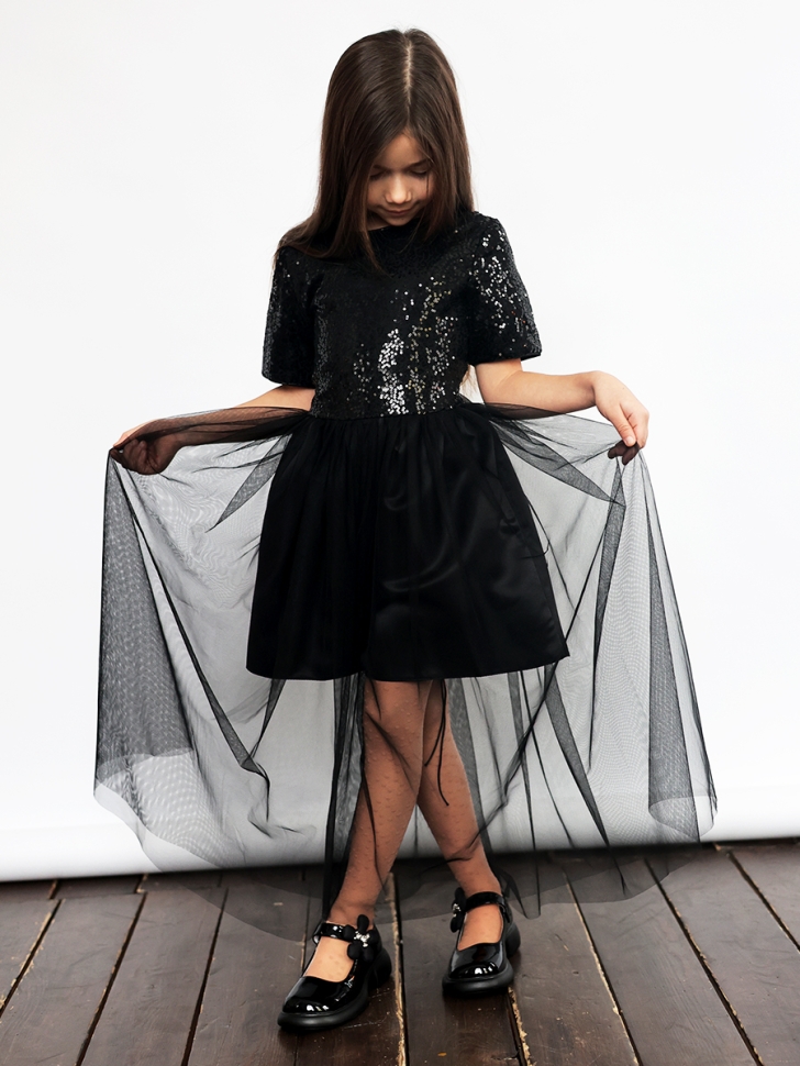 Платье для девочки нарядное БУШОН ST540, цвет черный - Платья коктельные / вечерние