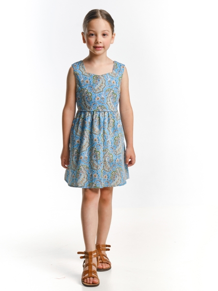 Платье для девочек Mini Maxi, модель 3356, цвет голубой/мультиколор - Платья для девочек с коротким рукавом