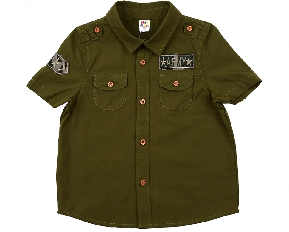 Рубашка для мальчиков Mini Maxi, модель 4676, цвет хаки - Рубашки с коротким рукавом