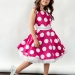 Платье для девочки нарядное БУШОН ST20, стиляги цвет светло-розовый, белый пояс, принт белый горох
