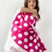 Платье для девочки нарядное БУШОН ST20, стиляги цвет светло-розовый, белый пояс, принт белый горох
