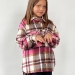 Рубашка для девочки байка БУШОН, цвет фуксия/серый/коричневый клетка