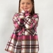 Рубашка для девочки байка БУШОН, цвет фуксия/серый/коричневый клетка