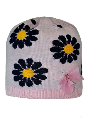 Шапка для девочки Ромашковое поле, Миалт розовый, весна-осень