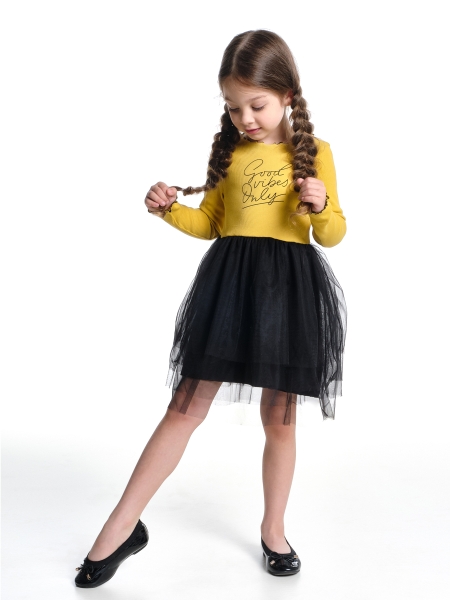Платье для девочек Mini Maxi, модель 6849, цвет горчичный - Платья для девочек с длинным рукавом