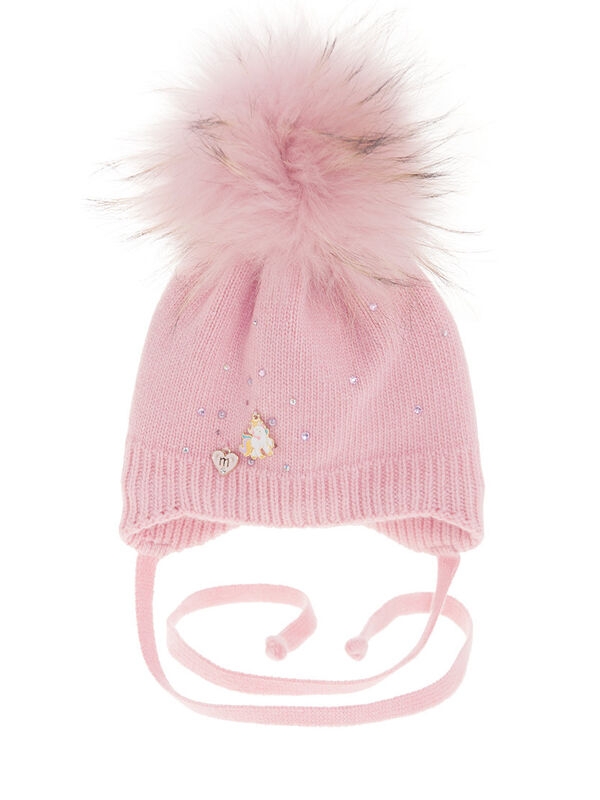 Шапка для девочки Стеша, Миалт розовый, зима - Шапочки на завязках
