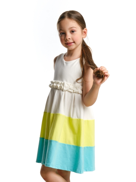 Платье для девочек Mini Maxi, модель 3146, цвет белый/бирюзовый - Платья для девочек с коротким рукавом