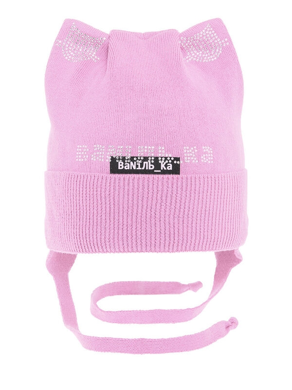 Шапка для девочки Ружана, Миалт розовый, весна-осень - Шапочки на завязках